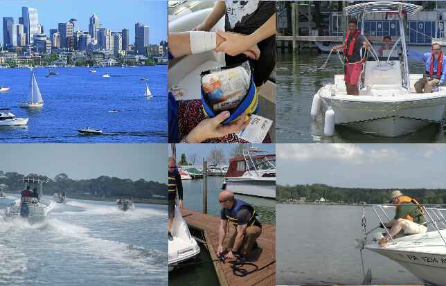 A photo collage of  Boat Handling